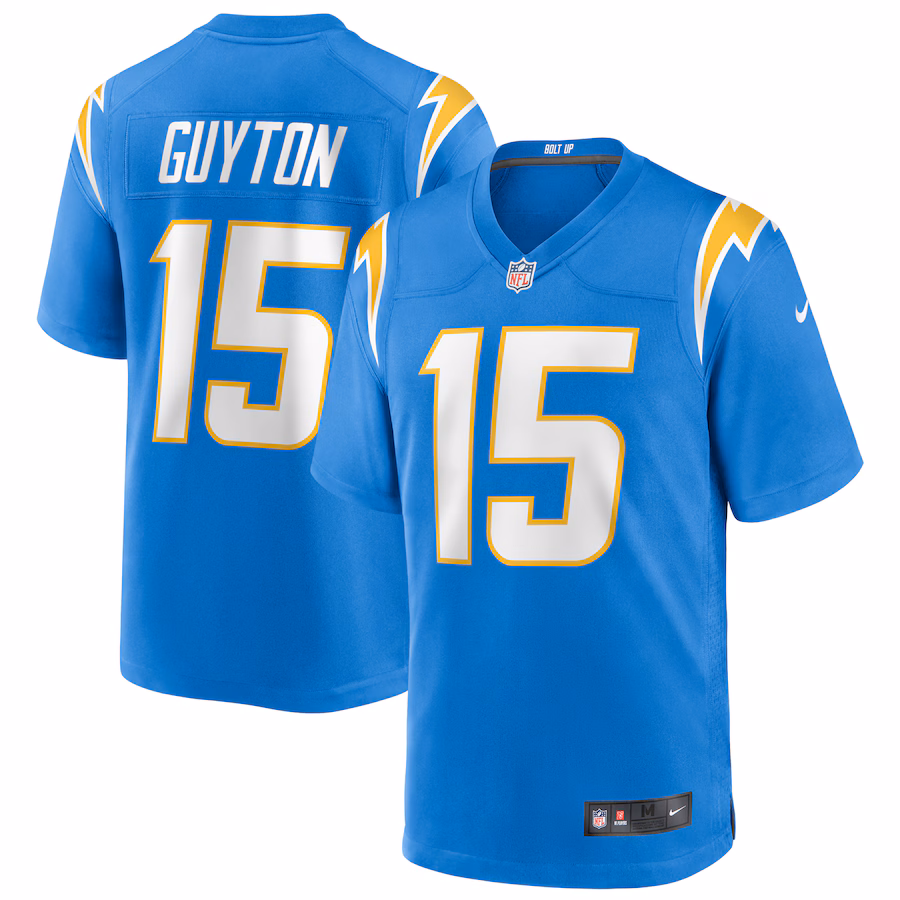 Men's Los Angeles Chargers Jalen Guyton Nike Powder Blue Game Player Jersey - Jersey