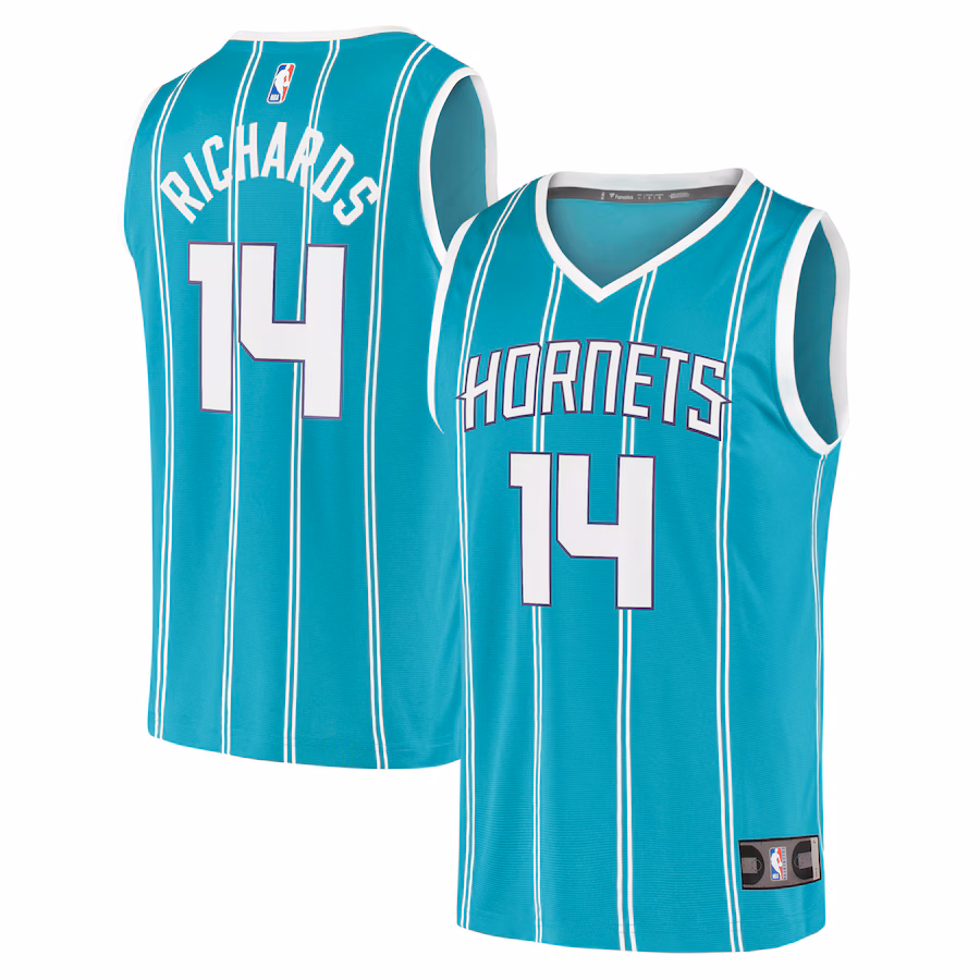 Men's Charlotte Hornets Nick Richards Fanatics Teal Fast Break Replica Jersey - Icon Edition - Jersey