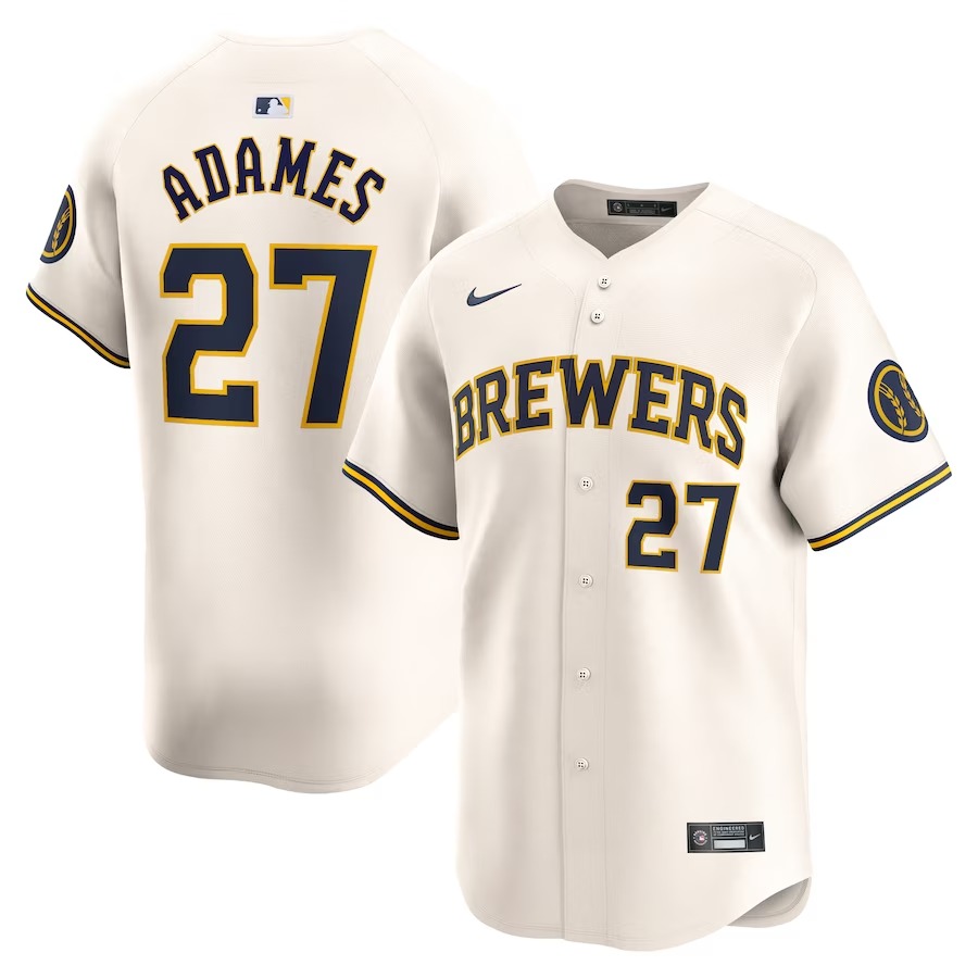 Men's Milwaukee Brewers Willy Adames Nike Cream Home Limited Player Jersey - Jersey