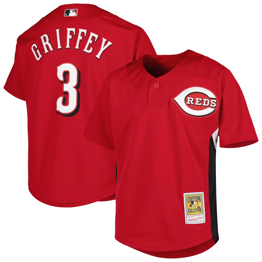 Youth Cincinnati Reds Ken Griffey Jr. Mitchell & Ness Red Cooperstown Collection Batting Practice Jersey - Jersey
