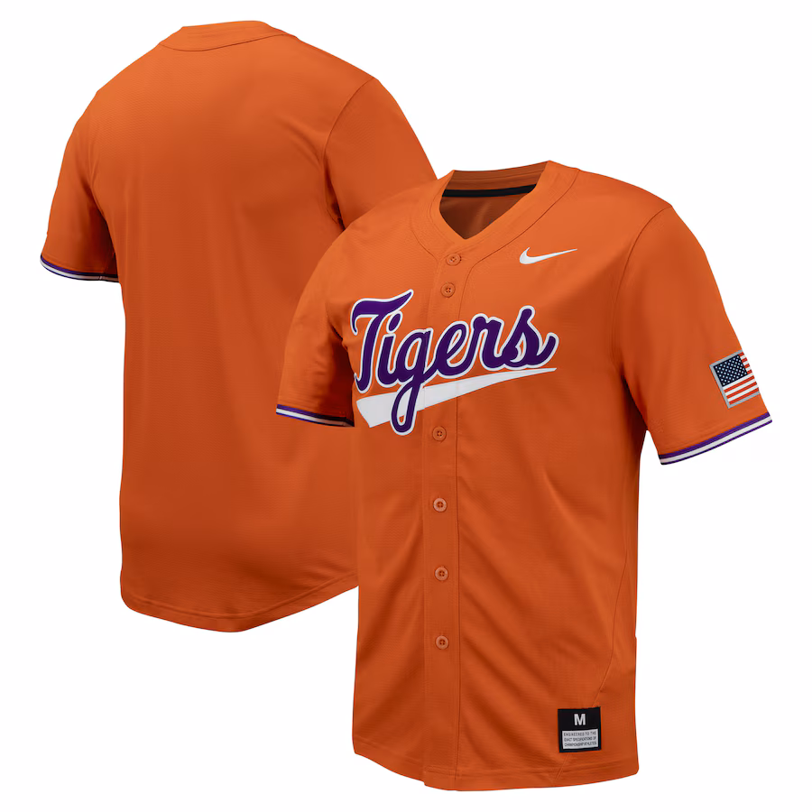 Men's Nike Orange Clemson Tigers Replica Full-Button Baseball Jersey - Jersey