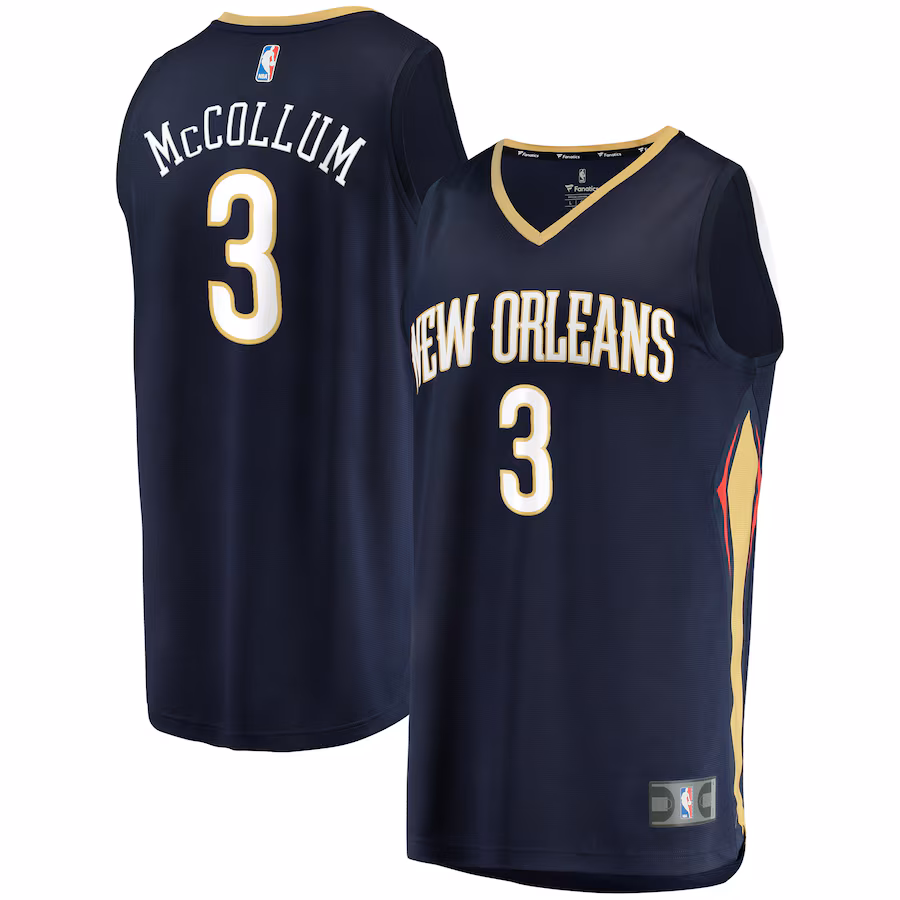 Youth New Orleans Pelicans C.J. McCollum Fanatics Navy Fast Break Replica Player Jersey - Icon Edition - Jersey