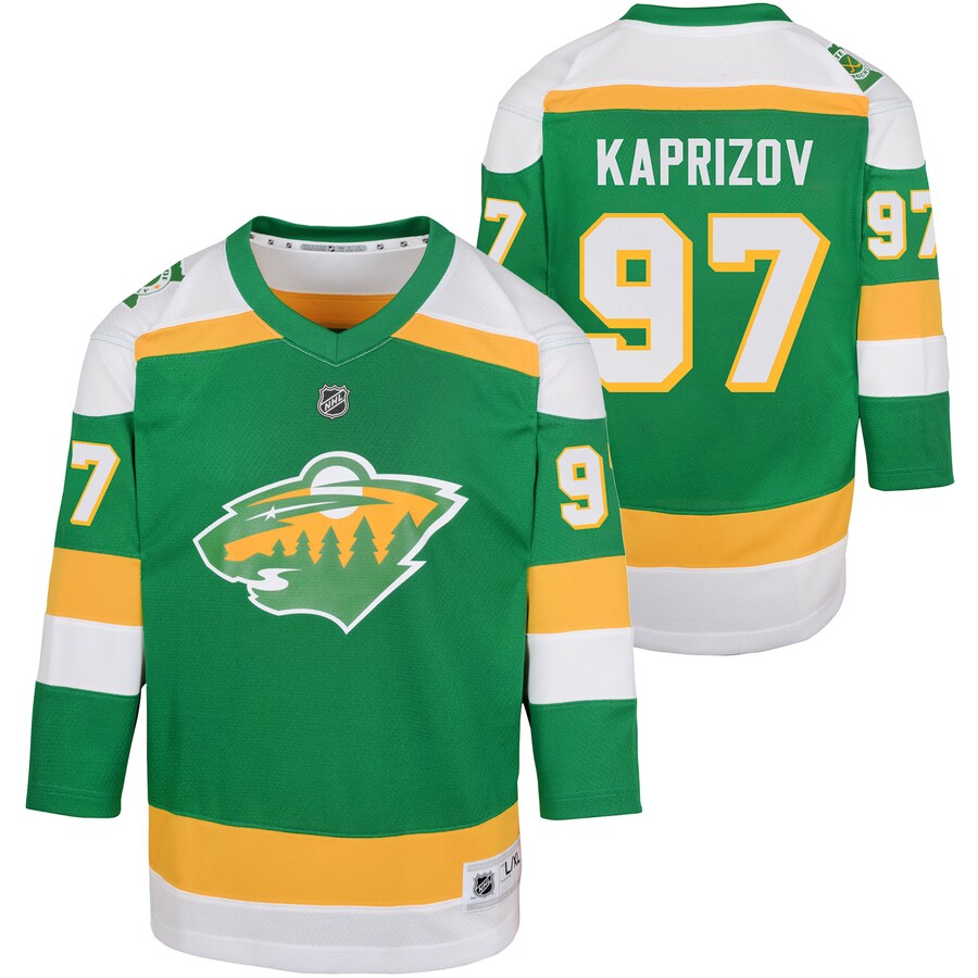 Youth Minnesota Wild Kirill Kaprizov Green 2023/24 Alternate Replica Player Jersey - Jersey
