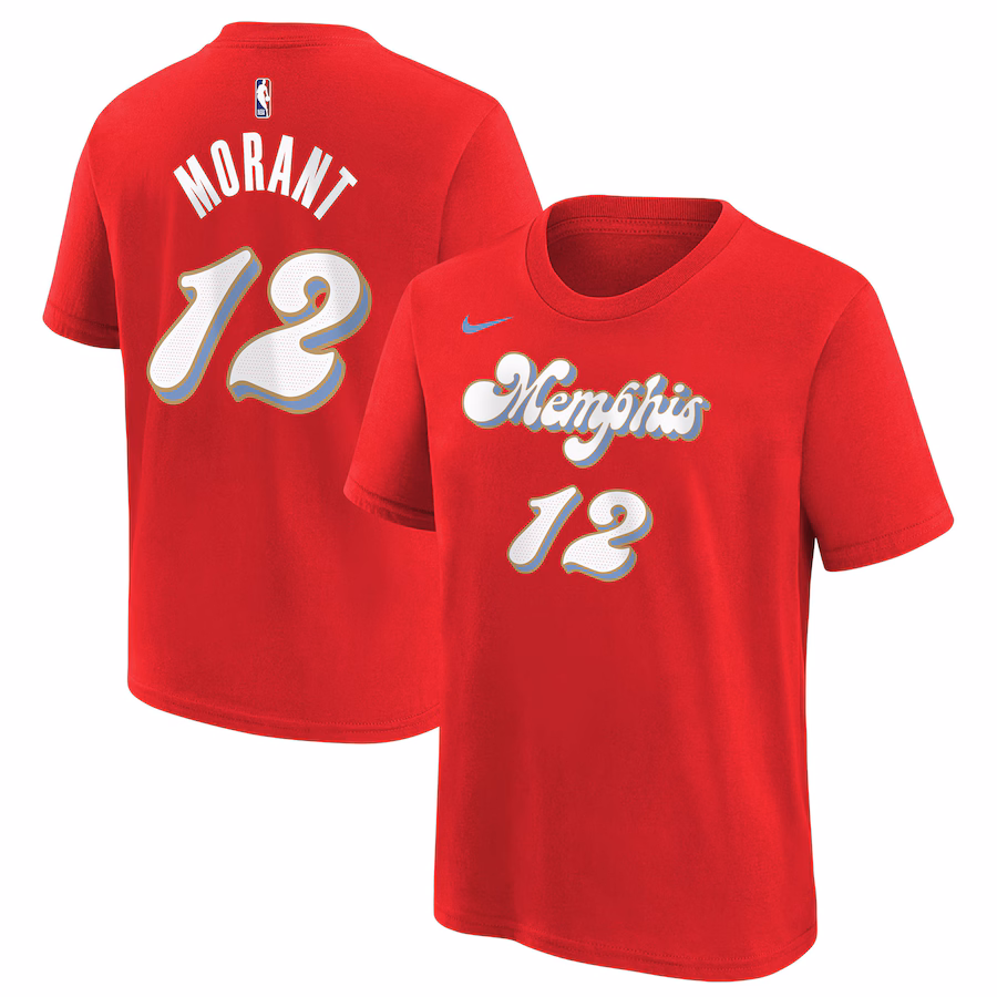Youth Memphis Grizzlies Ja Morant Nike Red 2024/25 City Edition Name & Number T-Shirt - Jersey