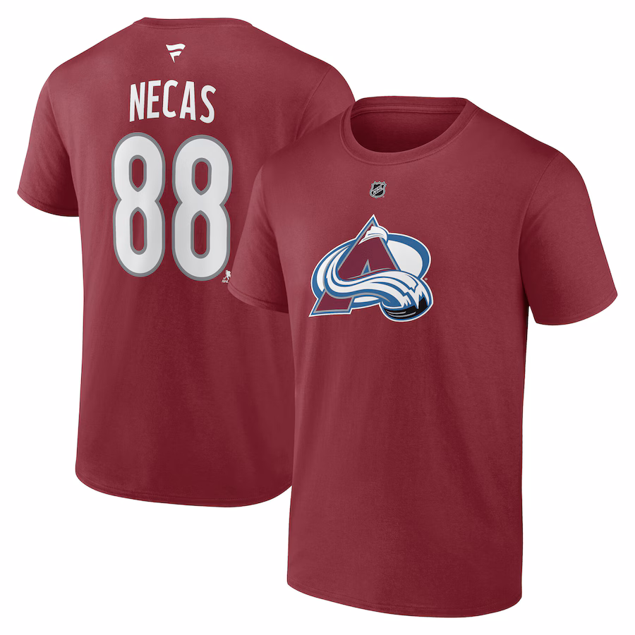 Men's Colorado Avalanche Martin Necas Fanatics Burgundy Authentic Stack Name & Number T-Shirt - Jersey