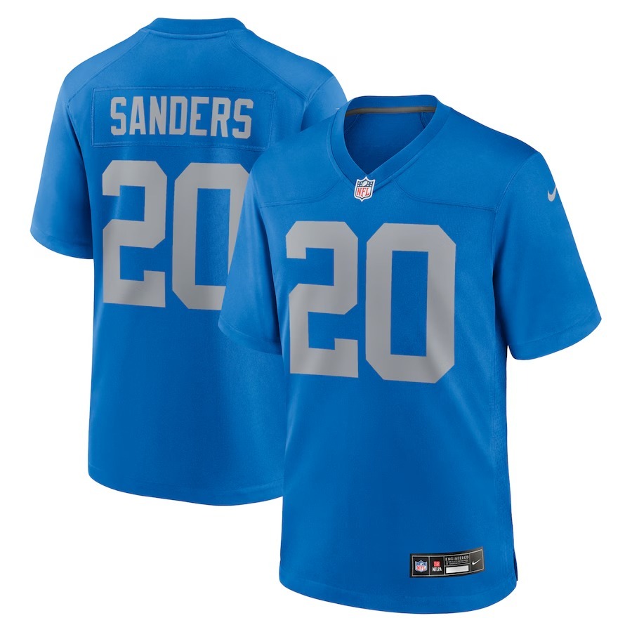 Men's Detroit Lions Barry Sanders Nike  Blue Alternate Game Jersey - Jersey