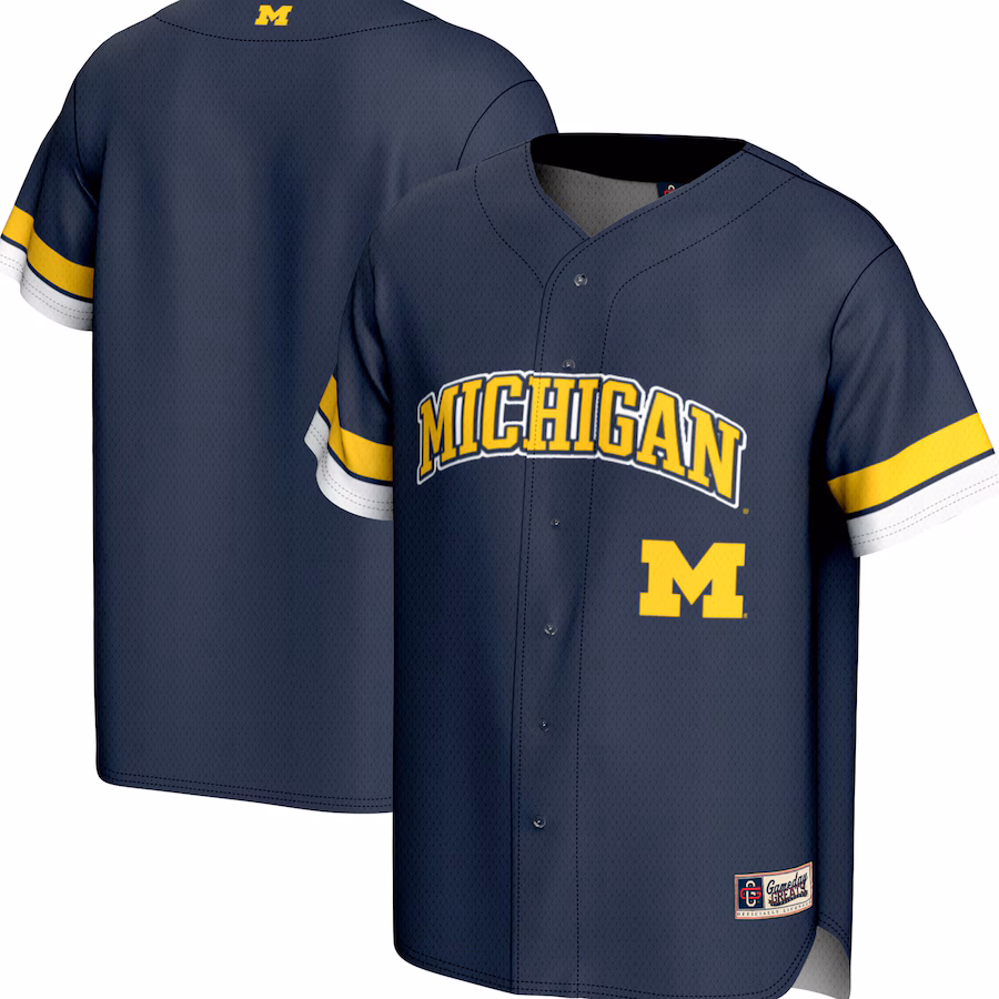 Men's GameDay Greats Navy Michigan Wolverines Spirit Baseball Jersey - Jersey