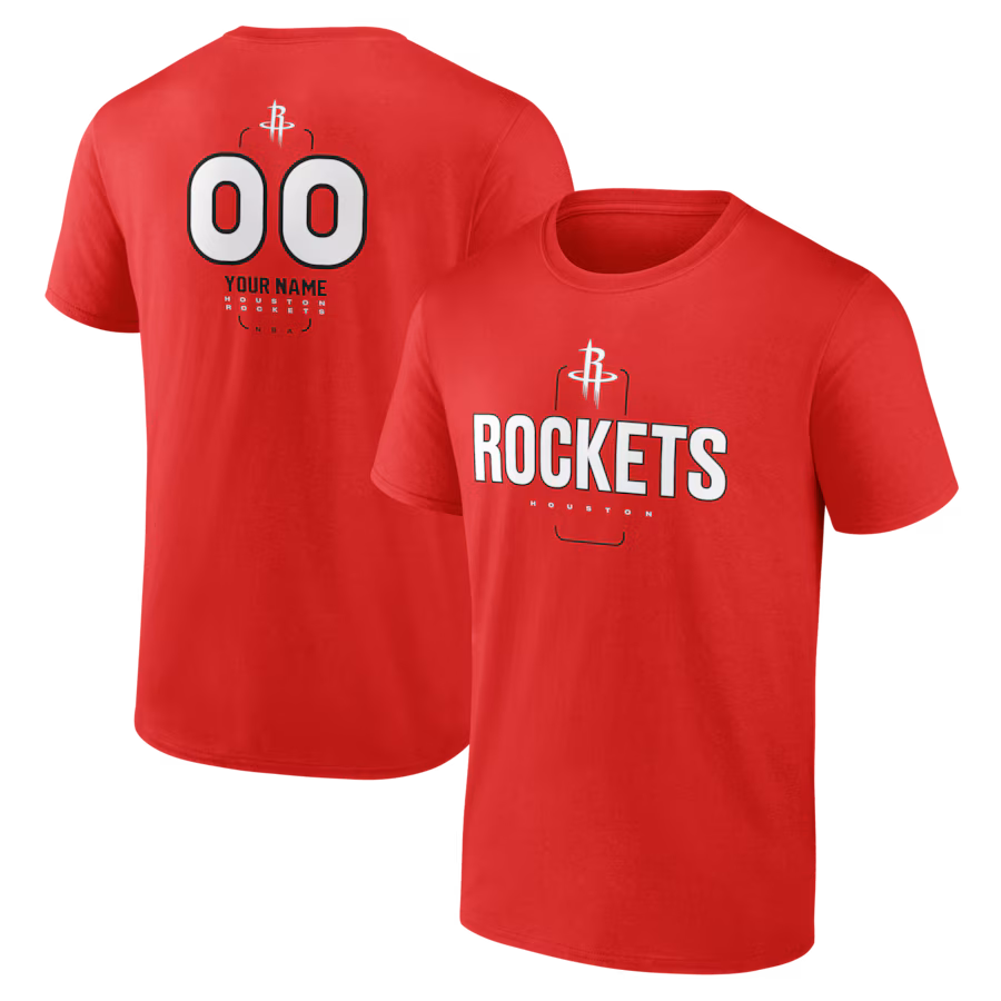 Men's Houston Rockets Red Personalized Name & Number Midfielder T-Shirt - Jersey