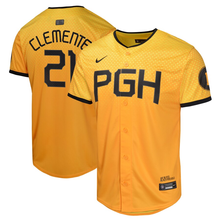 Youth Pittsburgh Pirates Roberto Clemente Nike Gold City Connect Limited Player Jersey - Jersey