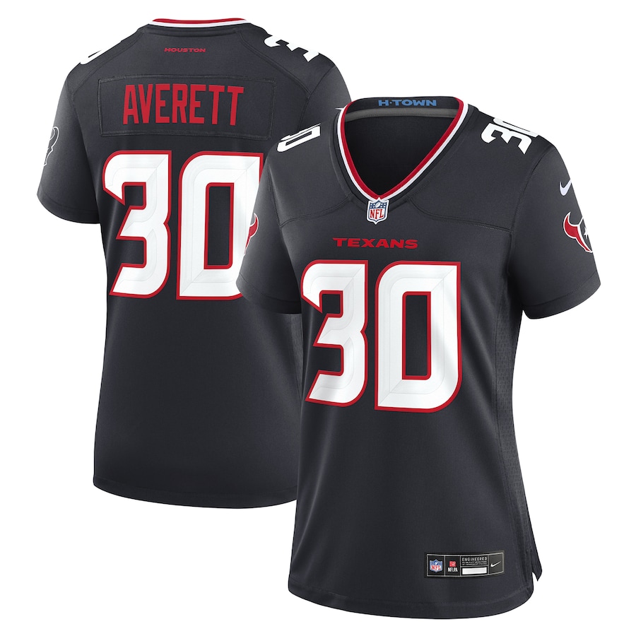 Women's Houston Texans Anthony Averett Nike Navy Team Game Jersey - Jersey