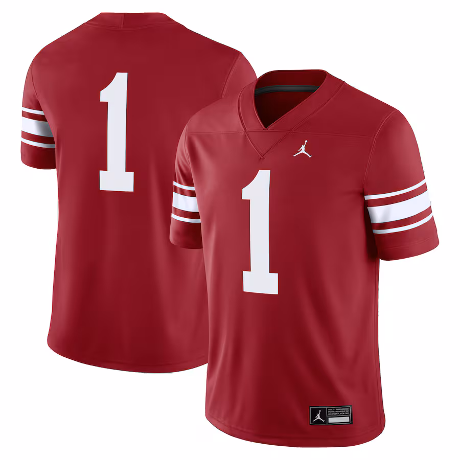 Men's Jordan Brand #1 Crimson Oklahoma Sooners Throwback Alternate Game Jersey - Jersey