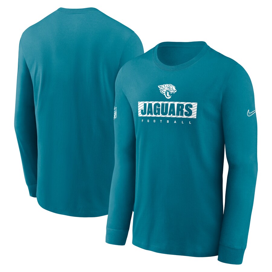 Men's Jacksonville Jaguars Nike Teal Sideline Performance Long Sleeve T-Shirt - Jersey