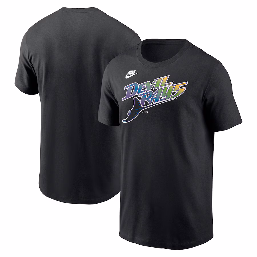 Men's Tampa Bay Rays Nike Black Cooperstown Wordmark T-Shirt - Jersey
