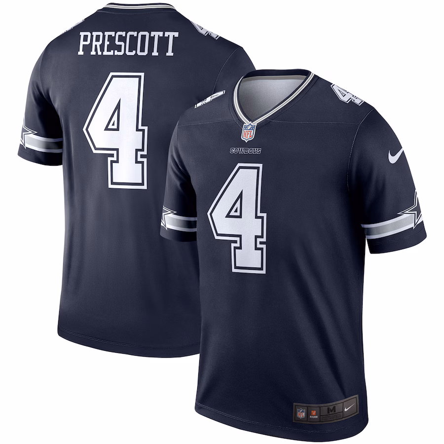 Men's Dallas Cowboys Dak Prescott Nike Navy Legend Player Performance Top - Jersey