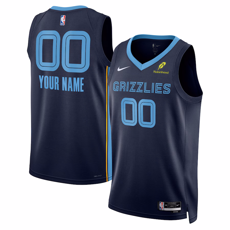 Unisex Memphis Grizzlies Nike Navy Custom Swingman Badge Jersey - Icon Edition - Jersey