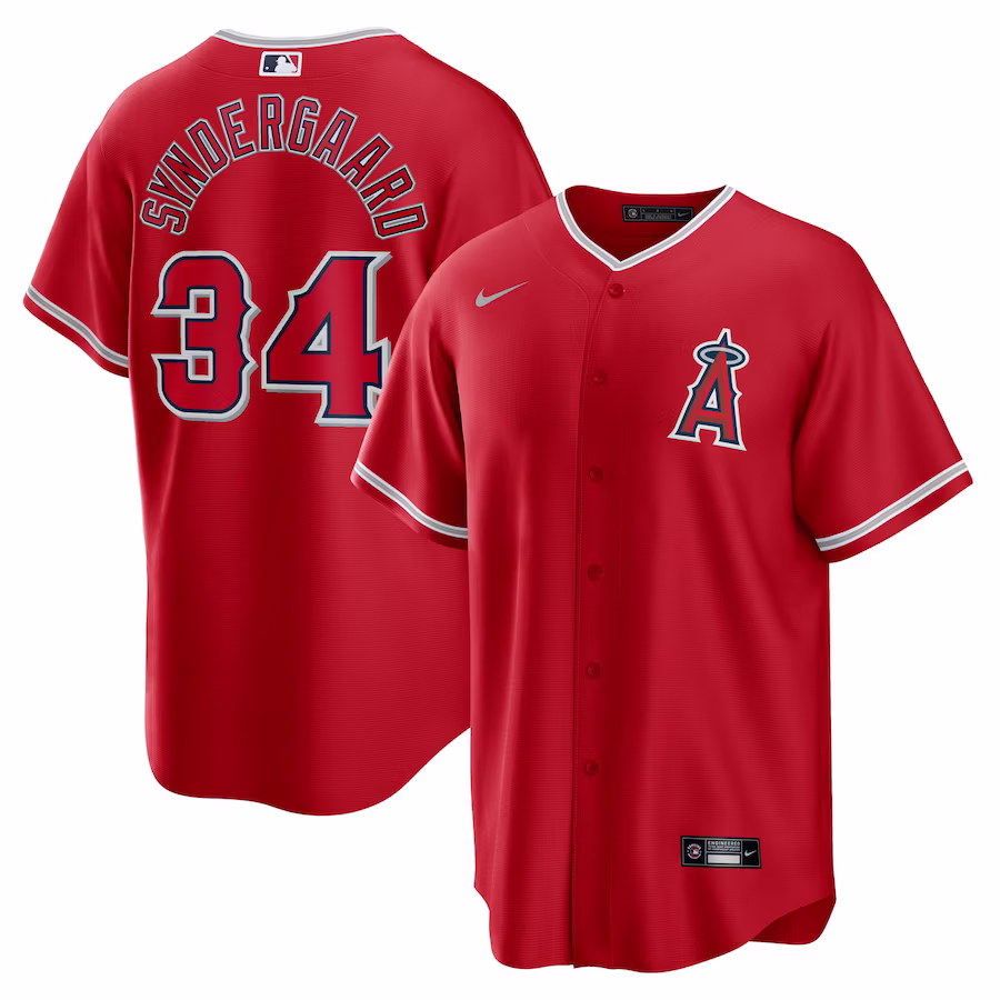 Men's Los Angeles Angels Noah Syndergaard Nike Red Alternate Replica Player Jersey - Jersey
