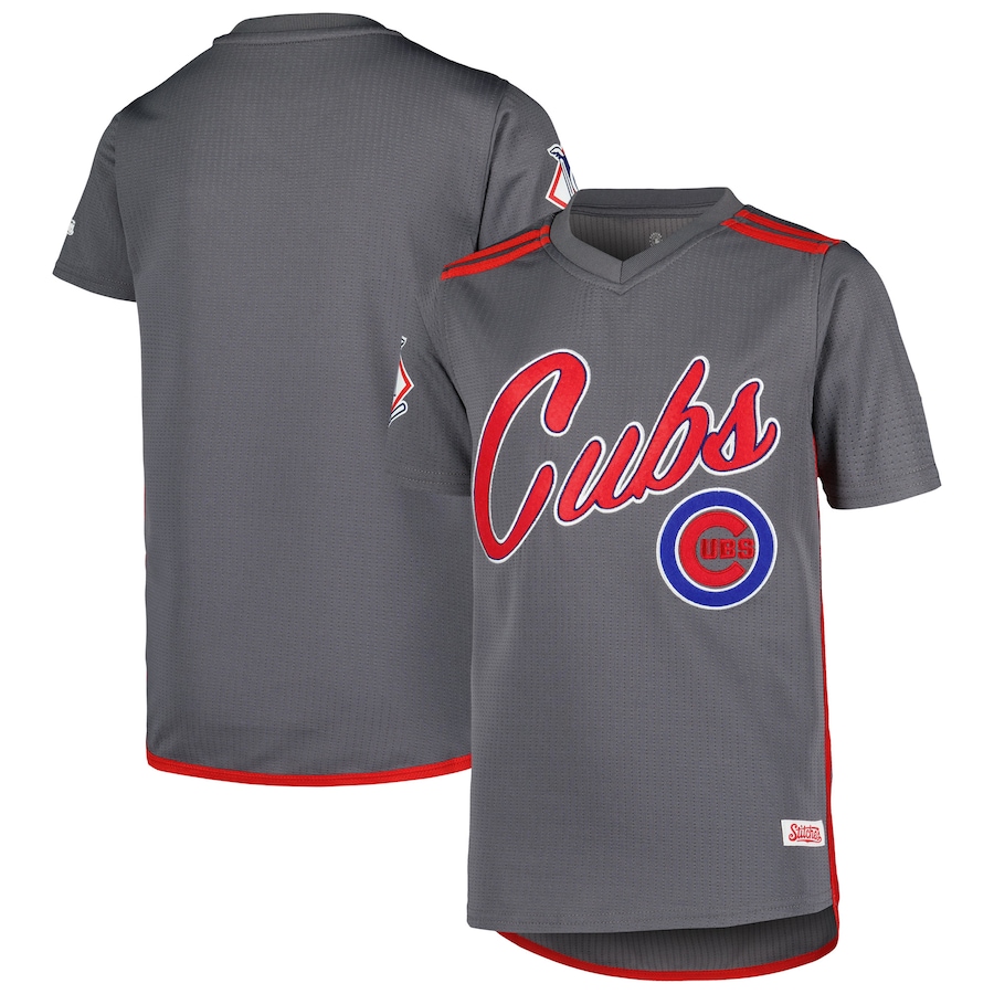 Youth Chicago Cubs Stitches Charcoal Team V-Neck Jersey - Jersey