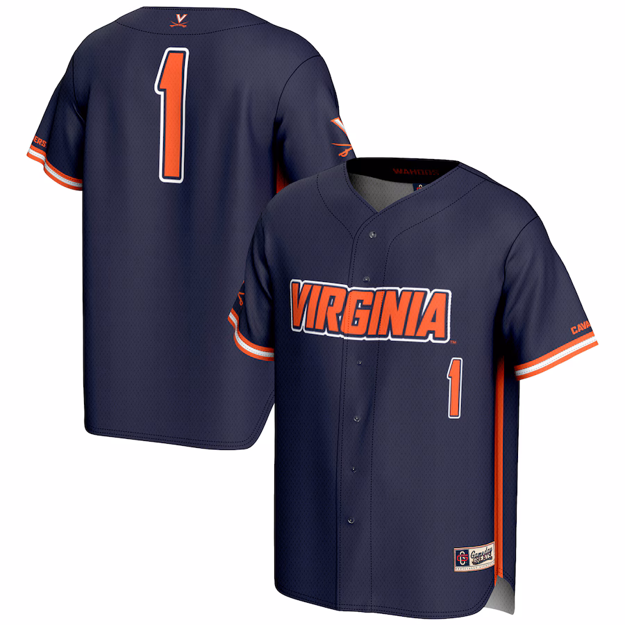 Men's GameDay Greats #1 Navy Virginia Cavaliers Lightweight Baseball Jersey - Jersey