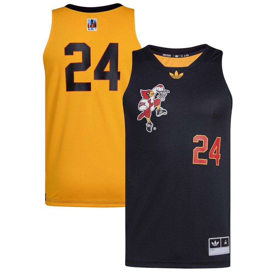 Men's adidas #24 Black/Gold Louisville Cardinals Black History Month Basketball Jersey - Jersey