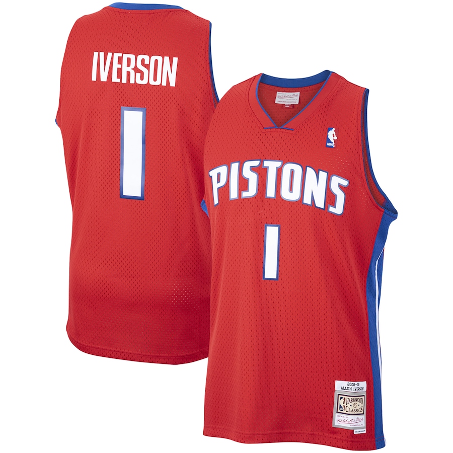 Men's Detroit Pistons Allen Iverson Mitchell & Ness Red  2008/09 Hardwood Classics Swingman Jersey - Jersey