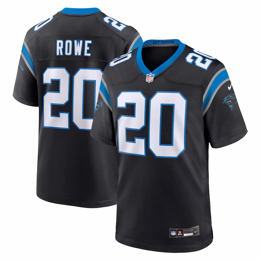 Men's Carolina Panthers Eric Rowe Nike Black Team Game Jersey - Jersey