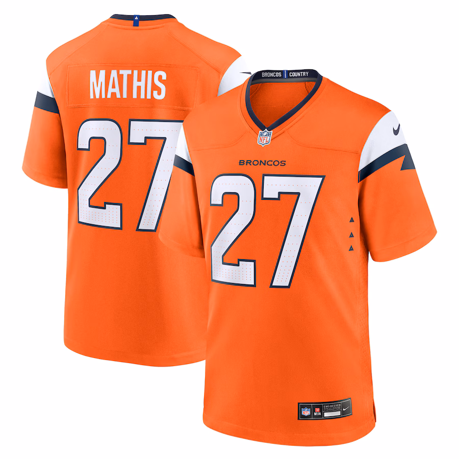 Men's Denver Broncos Damarri Mathis Nike Orange Team Game Jersey - Jersey