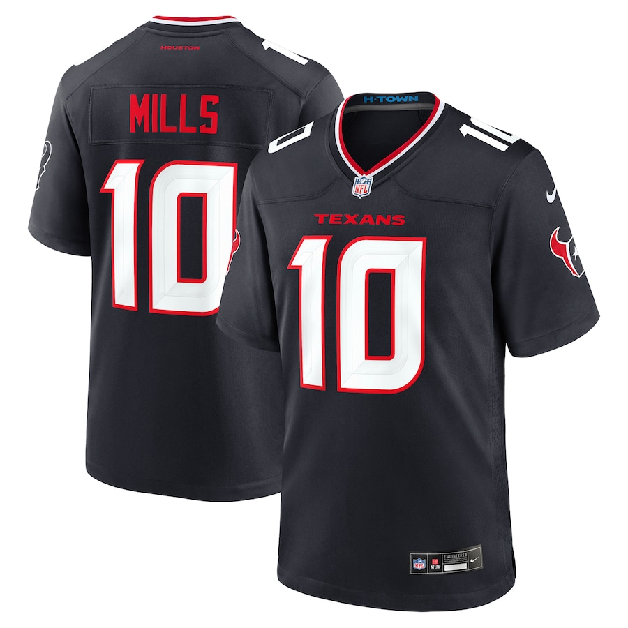 Men's Houston Texans Davis Mills Nike Navy Team Game Jersey - Jersey