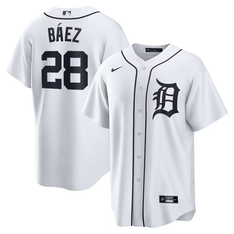 Men's Detroit Tigers Javier Baez Nike White Home Replica Player Jersey - Jersey