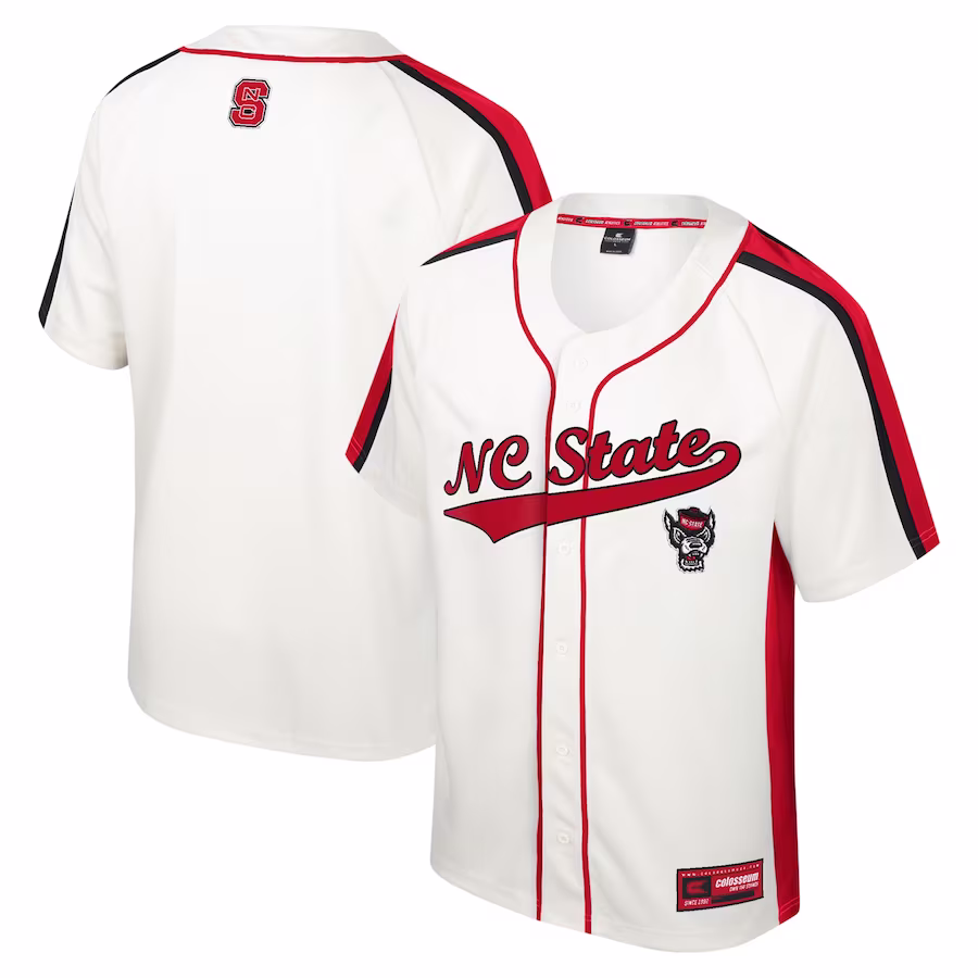 NC State Wolfpack Colosseum Ruth Button-Up Baseball Jersey - Cream - Jersey