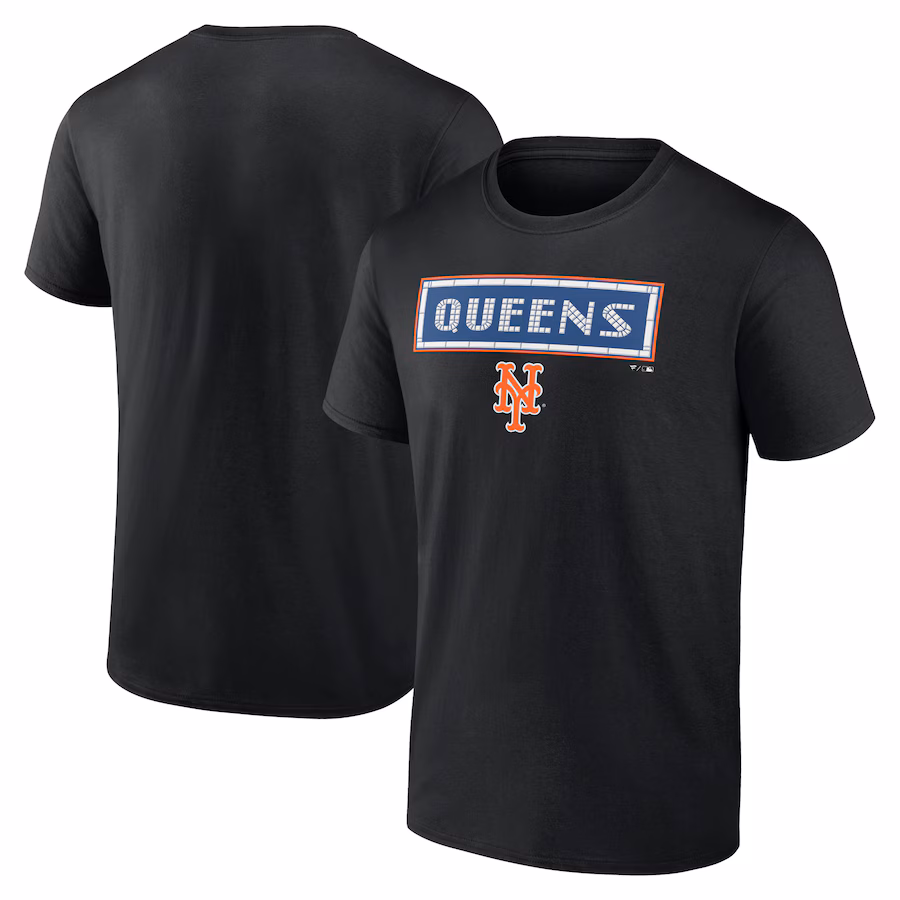 Men's New York Mets Black Queens T-Shirt - Jersey