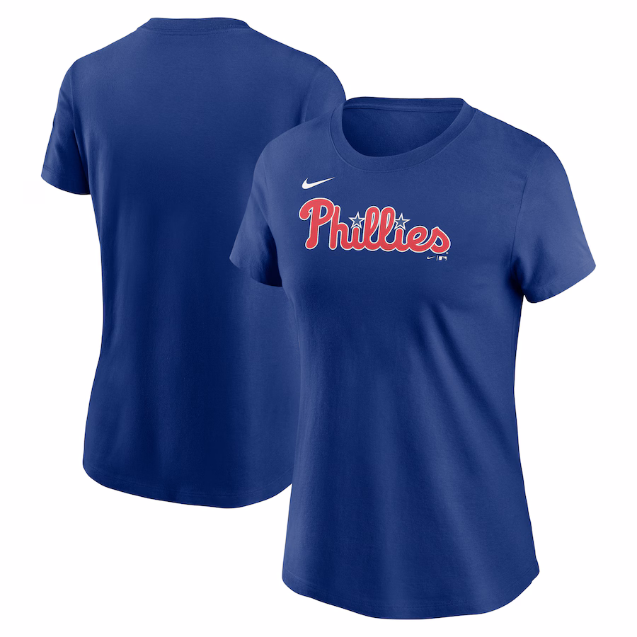 Women's Philadelphia Phillies Nike Royal Fuse Wordmark T-Shirt - Jersey