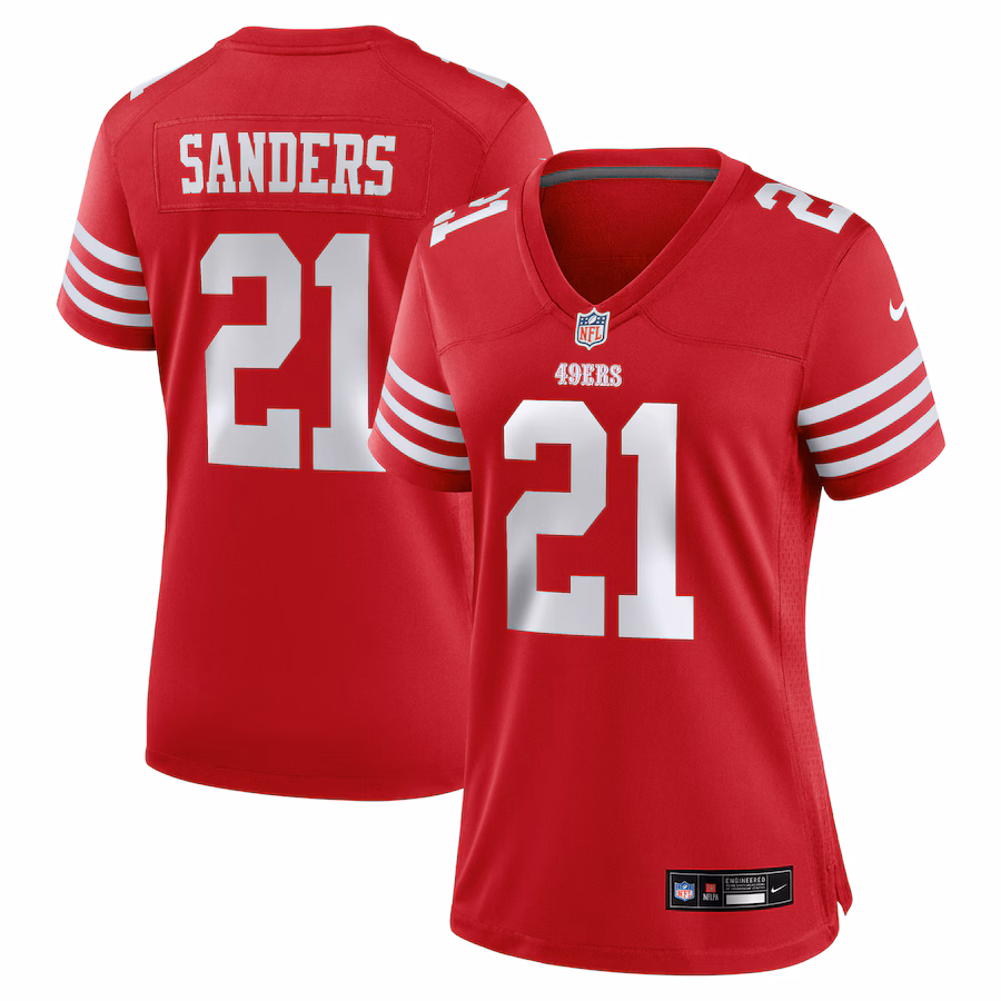 Women's San Francisco 49ers Deion Sanders Nike Scarlet Team Retired Player Game Jersey - Jersey