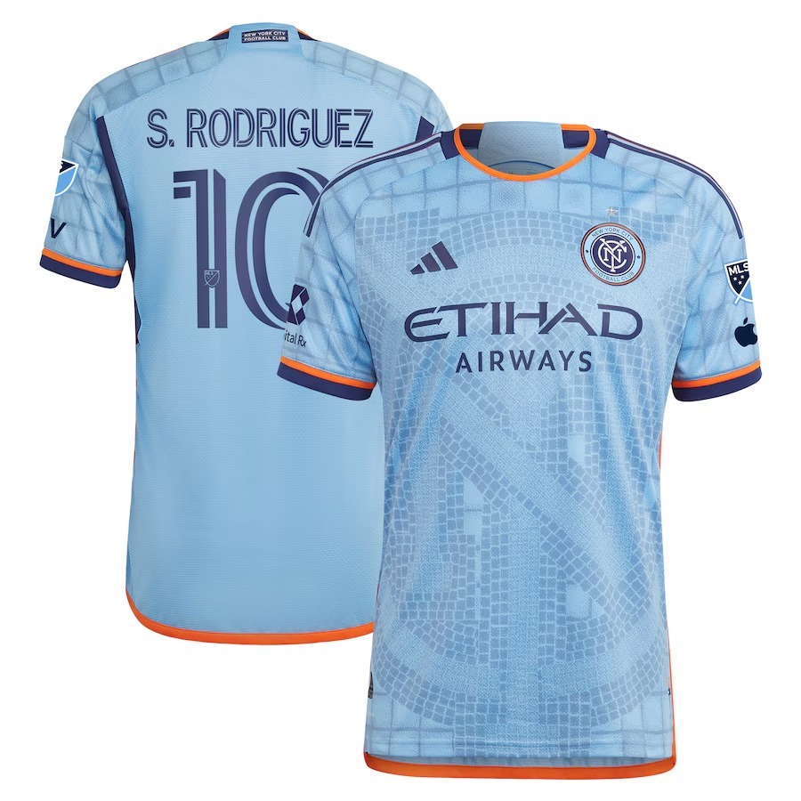 Men's New York City FC Santiago Rodríguez adidas Sky Blue 2024 The Interboro Kit Authentic Player Jersey - Jersey
