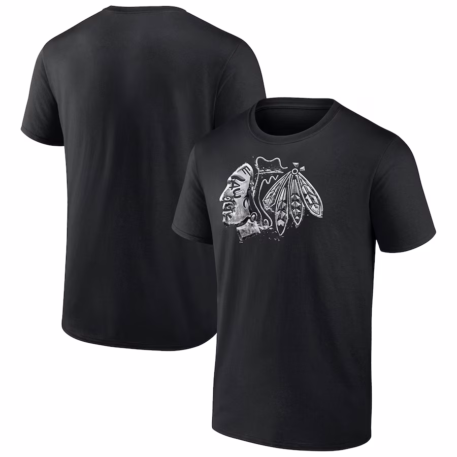 Men's Chicago Blackhawks Black Iced Out T-Shirt - Jersey