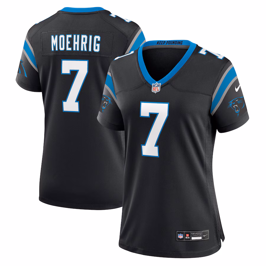 Women's Carolina Panthers Trevon Moehrig Nike Black Team Game Jersey - Jersey