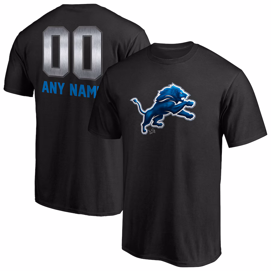Men's Detroit Lions Black Personalized Midnight Mascot T-Shirt - Jersey