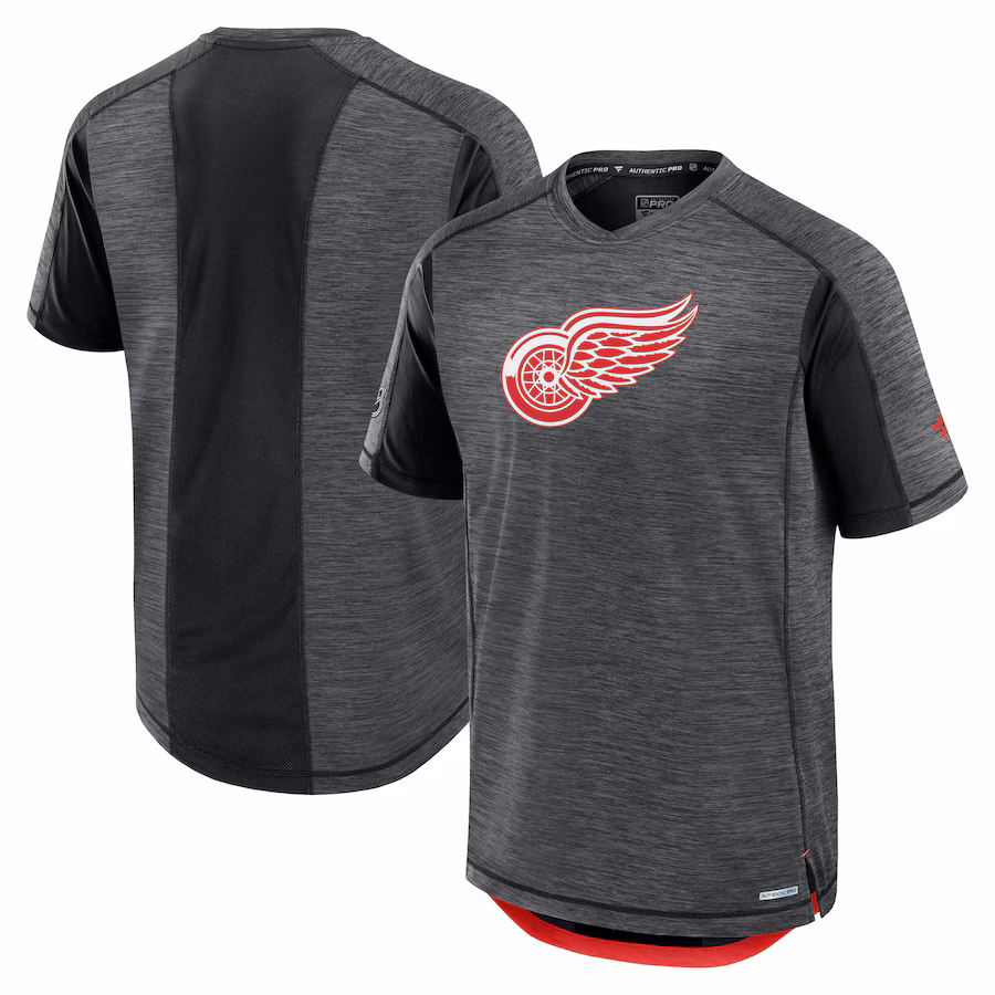 Men's Detroit Red Wings Fanatics Black Authentic Pro Rink Tech T-Shirt - Jersey