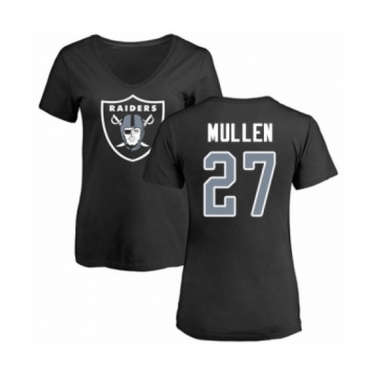 Football Women's Oakland Raiders #27 Trayvon Mullen Black Name & Number Logo T-Shirt - Jersey