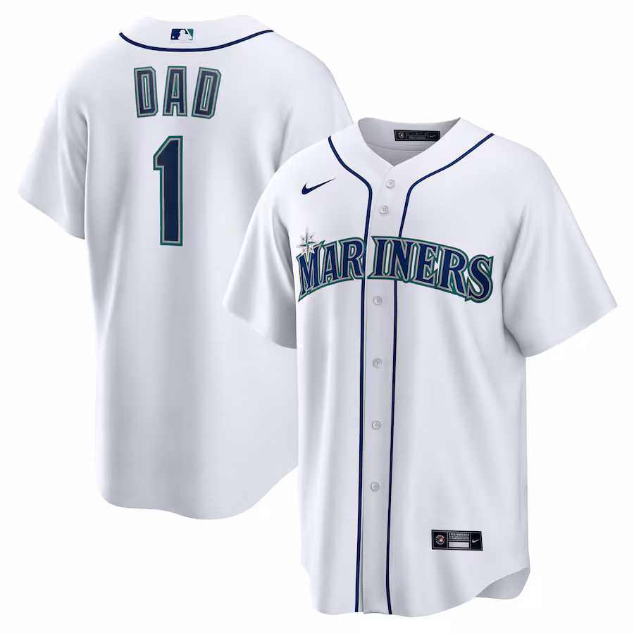 Men's Seattle Mariners Nike White #1 Dad Home Replica Jersey - Jersey