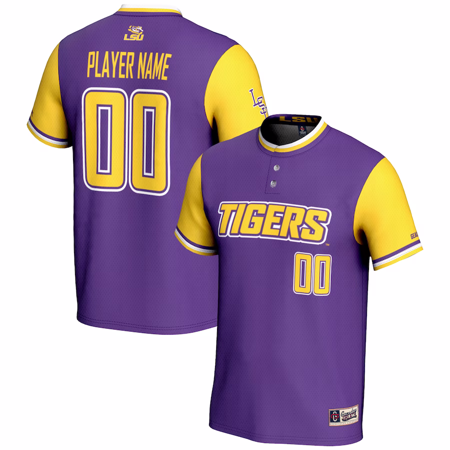 LSU Tigers GameDay Greats Youth NIL Pick-A-Player Lightweight Softball Jersey - Purple - Jersey
