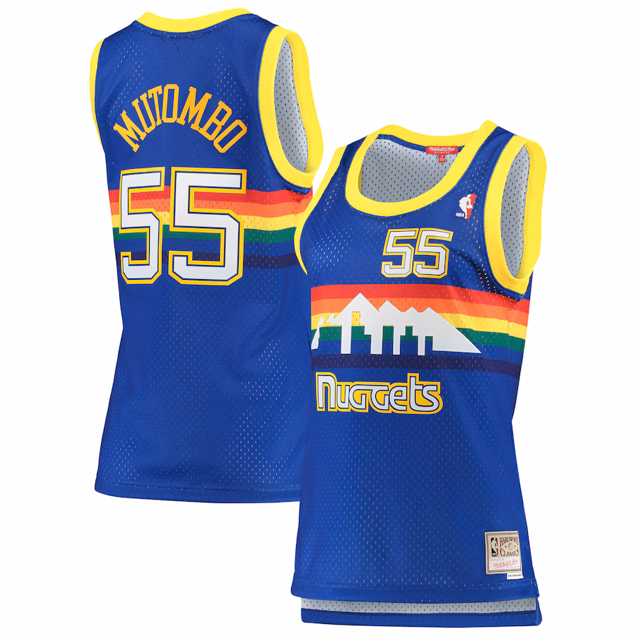 Women's Denver Nuggets Dikembe Mutombo Mitchell & Ness Royal 1991/92 Hardwood Classics Swingman Jersey - Jersey