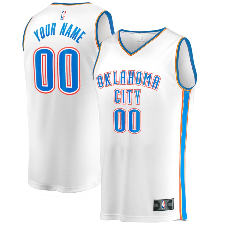 Men's Oklahoma City Thunder Fanatics White Fast Break Custom Replica Jersey - Association Edition - Jersey