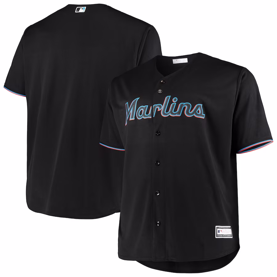 Men's Miami Marlins Black Big & Tall Replica Team Jersey - Jersey