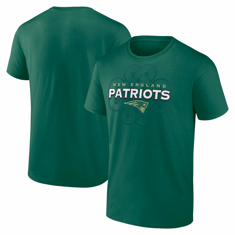 Men's New England Patriots Fanatics Kelly Green Celtic Luck T-Shirt - Jersey