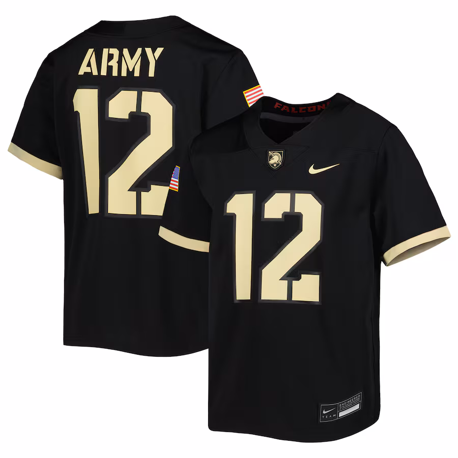 Youth Nike #12 Black Army Black Knights 1st Armored Division Old Ironsides Untouchable Football Jersey - Jersey