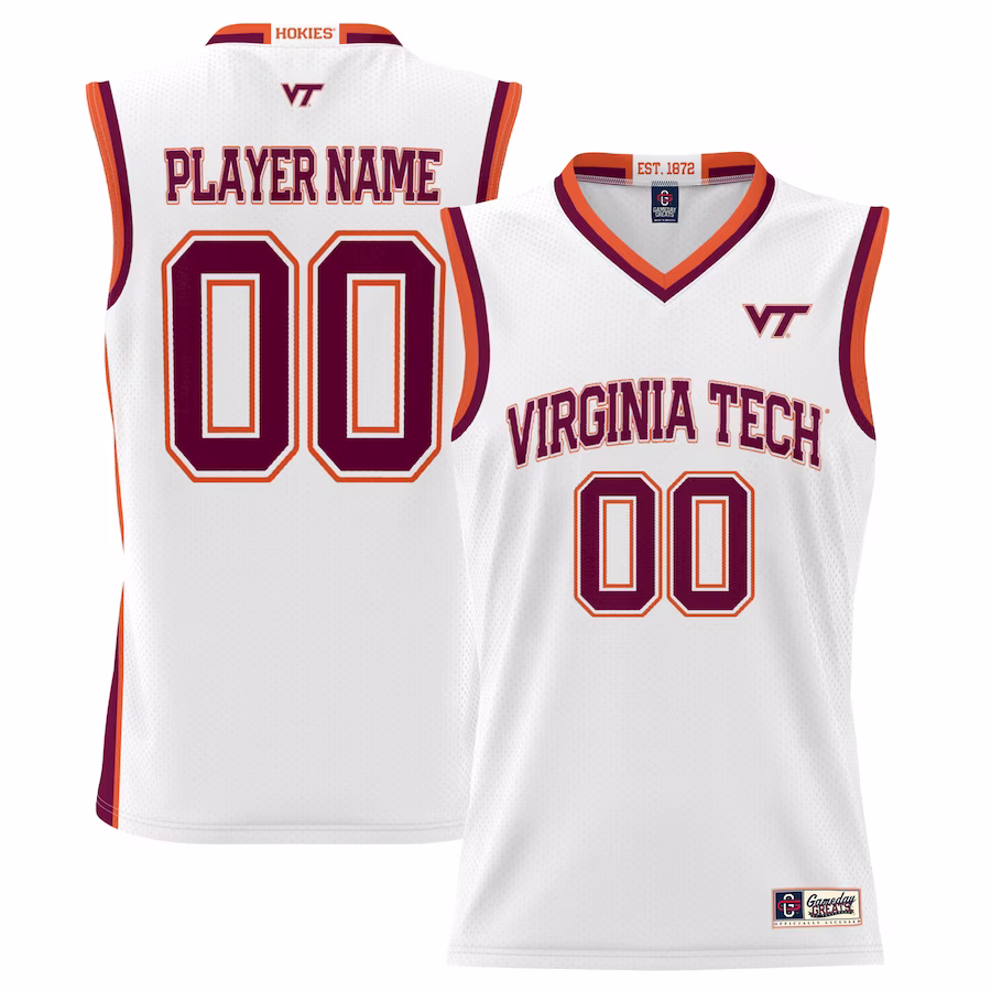 Virginia Tech Hokies GameDay Greats Men's NIL Pick-A-Player Lightweight Basketball Jersey - White - Jersey