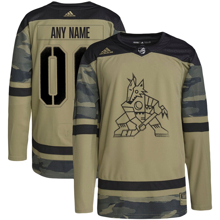 Men's Arizona Coyotes adidas Camo Military Appreciation Team Authentic Custom Practice Jersey - Jersey