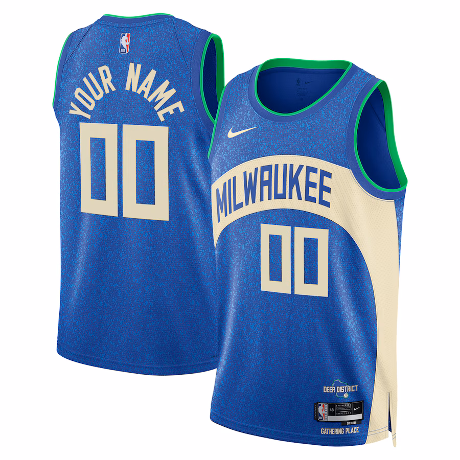 Unisex Milwaukee Bucks  Nike Royal 2023/24 Custom Swingman Jersey - City Edition - Jersey