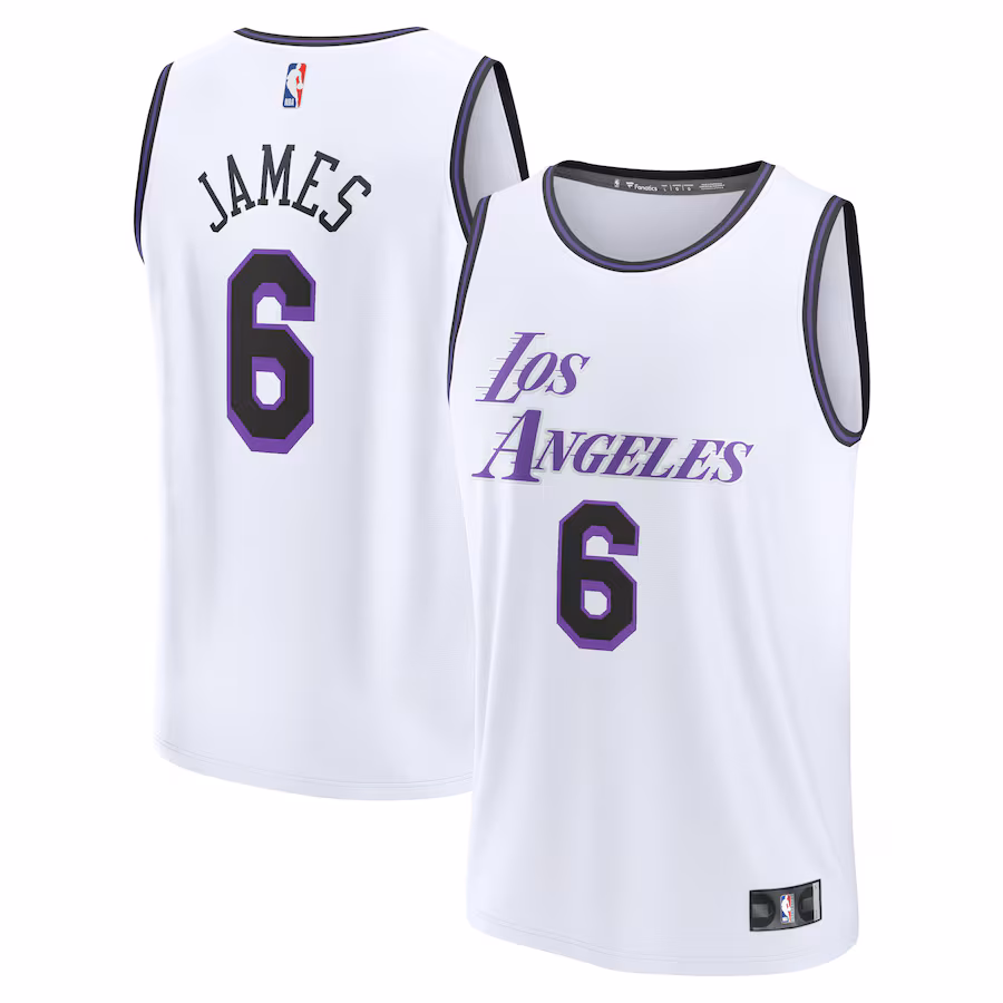 Men's Los Angeles Lakers LeBron James Fanatics White Fastbreak Jersey - City Edition - Jersey
