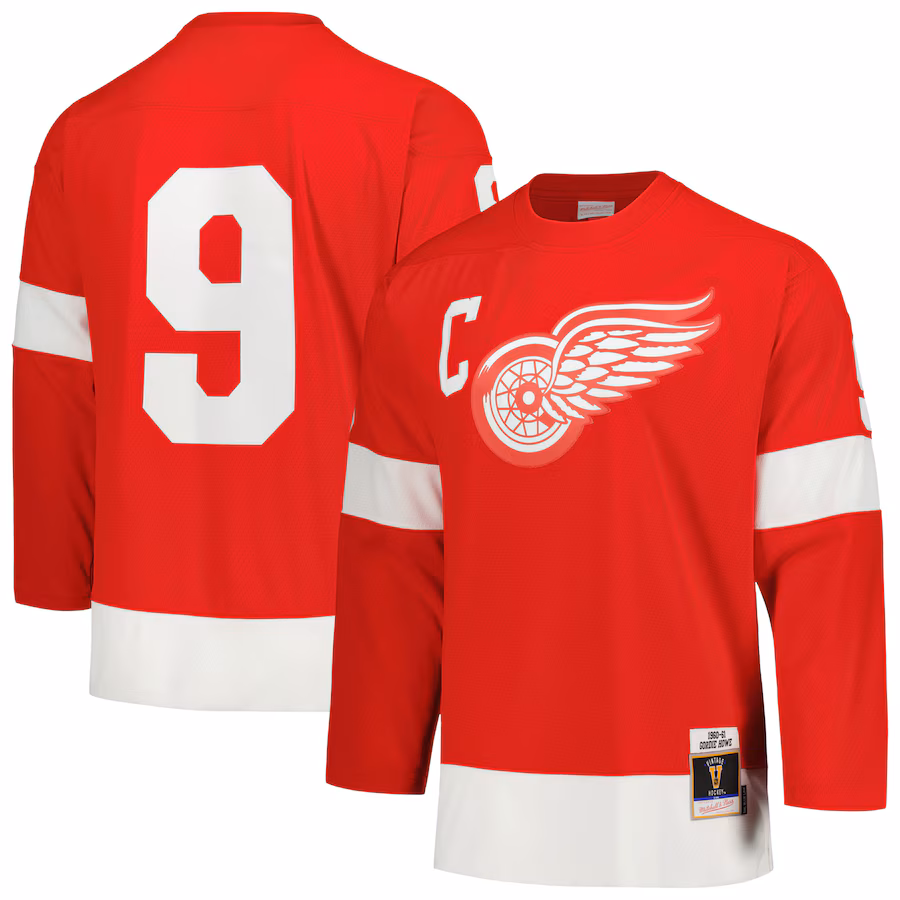 Men's Detroit Red Wings Gordie Howe Mitchell & Ness Red Captain Patch 1960/61 Blue Line Player Jersey - Jersey